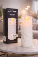 Świeca z różą LED z efektem płomienia biała z bateriami 15 cm Cortina
