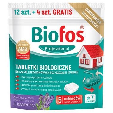 Tabletki biologiczne do szamb i oczyszczalni ścieków Biofos Professional 320 g (16 sztuk)