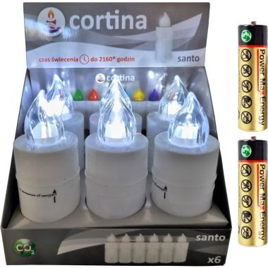 Wkład do zniczy Led Santo biały Cortina (6 sztuk)