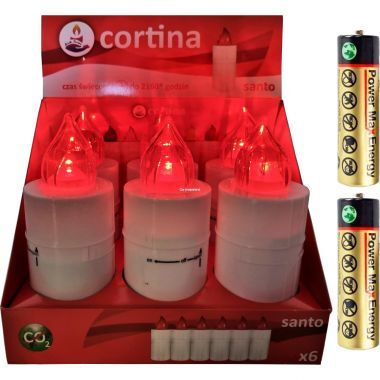 Wkład do zniczy Led  Santo czerwony Cortina (6 sztuk)