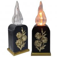 Wkład do zniczy LED z kwiatkiem, efektem płomienia wersja solarna 16 cm Cortina