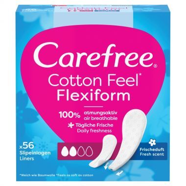 Wkładki higieniczne Carefree Cotton Feel Flexiform świeży zapach (56 sztuk)