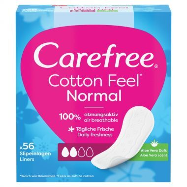 Wkładki higieniczne Carefree Cotton Feel Normal  zapach aloesowy (56 sztuk)