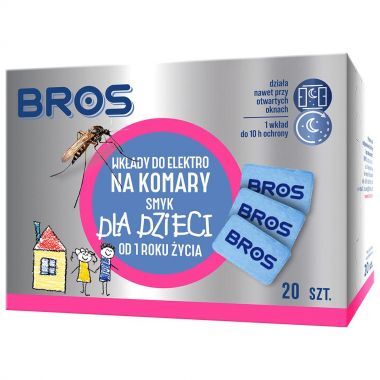 Wkłady do elektrofumigatora na komary i muchy dla dzieci od 1 roku życia Bros (20 sztuk)
