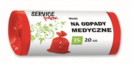 Worki na odpady medyczne Service Pack czerwone 35 l (20 sztuk)