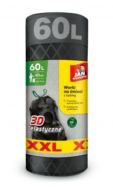 Worki na śmieci Jan Niezbędny 3-warstwowe z taśmą 60 l (40 sztuk)