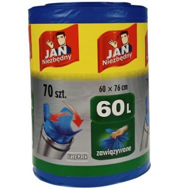 Worki na śmieci Jan Niezbędny Easy-Pack 60 l niebieskie (70 sztuk)