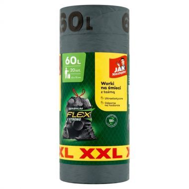 Worki na śmieci Jan Niezbędny Magnum Flex & Strong XXL z taśmą 60 l (20 sztuk)
