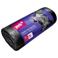 Worki na śmieci z taśmą York Diamond ekologiczne wytrzymałe elastyczne 35 l czarne (15 sztuk)