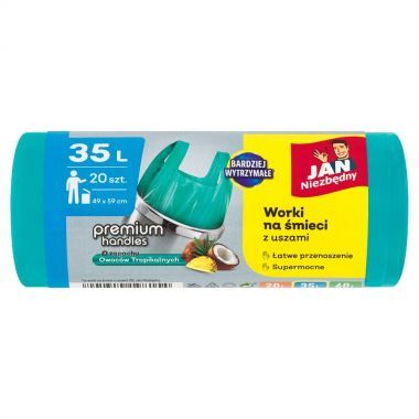 Worki na śmieci z uszami o zapachu owoców tropikalnych Jan Niezbędny 35 l (20 sztuk)