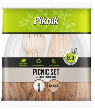Zestaw piknikowy Piknik (4xtalerz +4xwidelec+4x nóż)