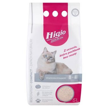 Żwirek dla kota bentonitowy Higio zapach naturalny 5 l